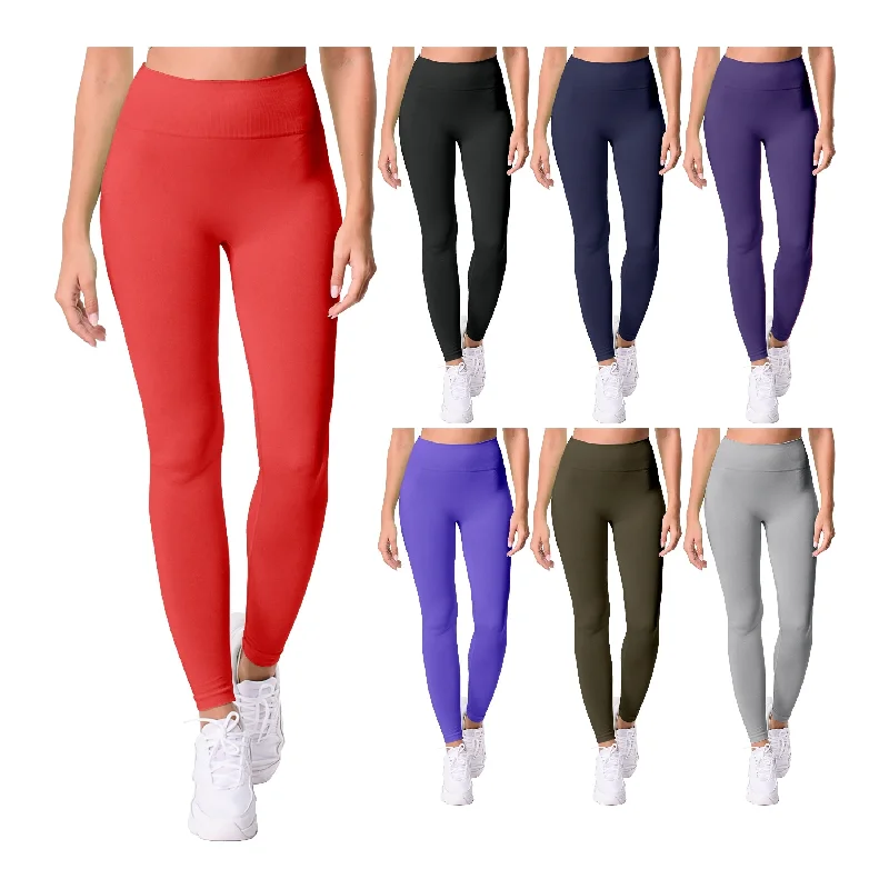 Cozy FleeceLined Womens Yoga Pants 6Pack Seamless Leggings Soft Stretchy