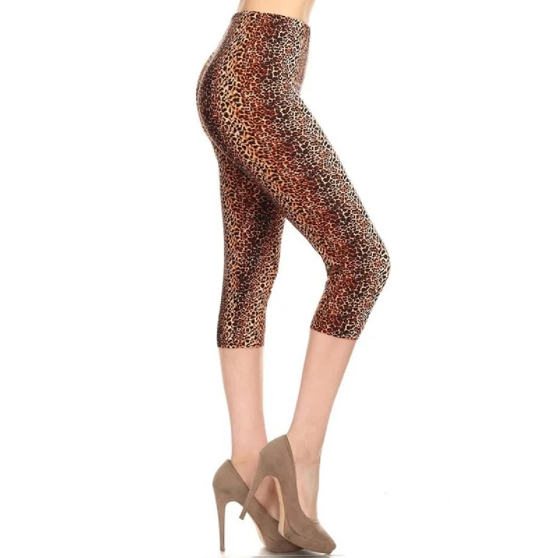 Cropped Capri Leggings In A Fitted Style With A Banded High Waist.