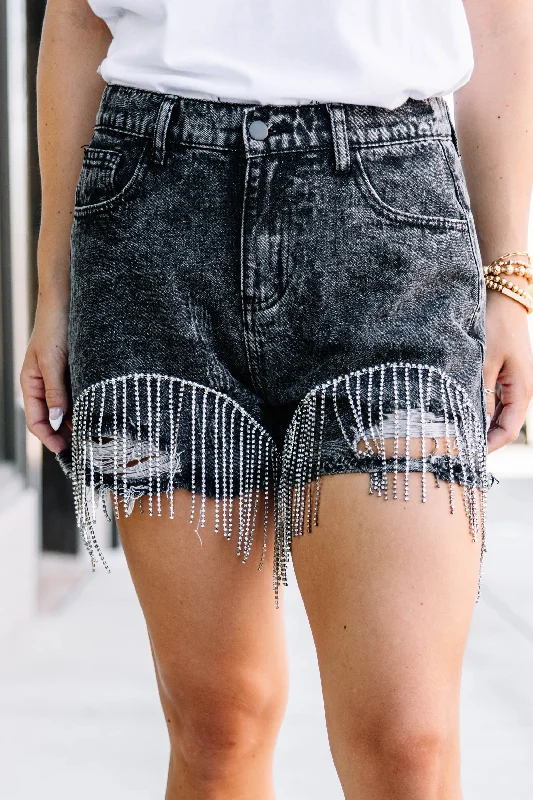 Get Them Talking Black Embellished Shorts