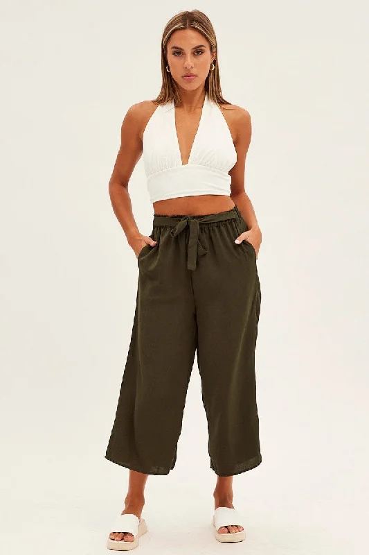 Green Tie Waist Culotte