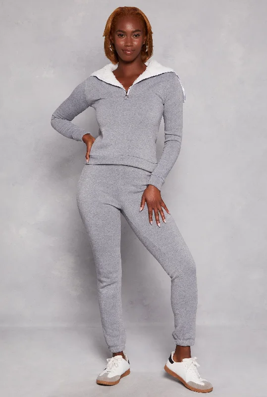 Fleece Drawstring High Waist Sweatpants