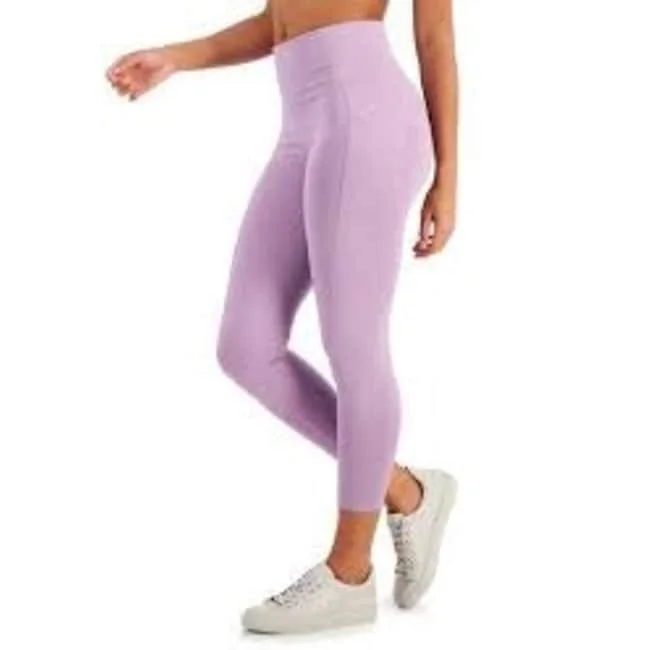 Id Ideology Women's Compression High-Rise Side-Pocket Cropped Leggings Purple Size Xs