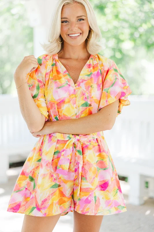 Make It Yours Pink Watercolor Floral Romper