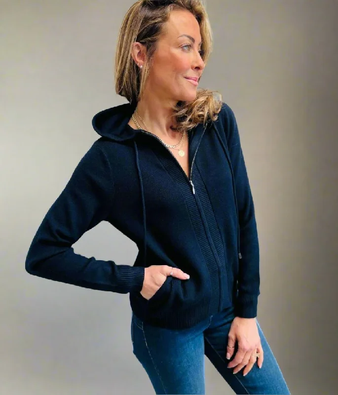 Navy Hooded Zip Up Jumper