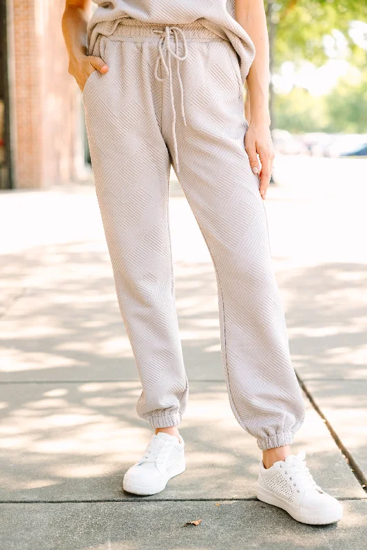 Never Too Much Oatmeal Brown Textured Joggers