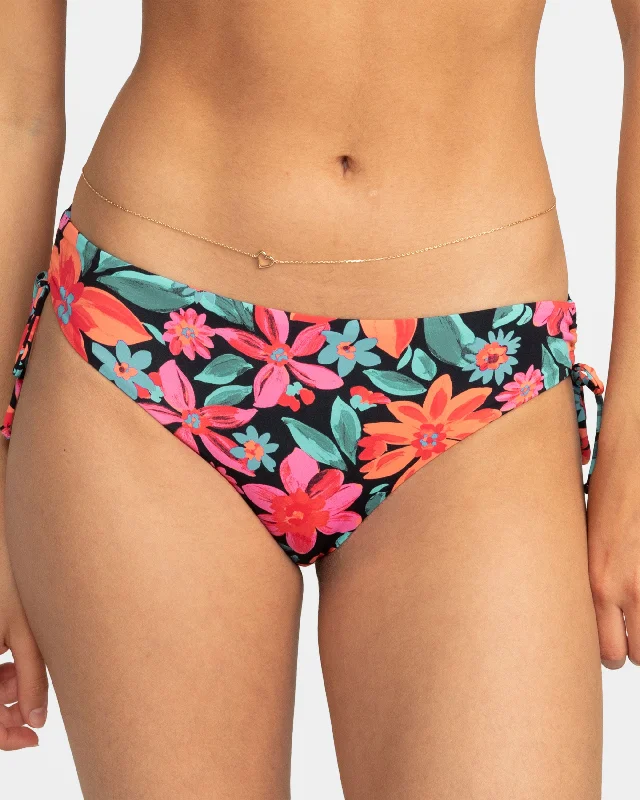 Printed Beach Classics Hipster Tie Side Bikini Bottoms - Anthracite Floral Fiesta