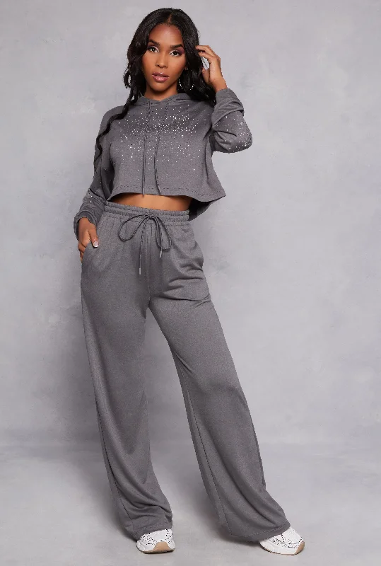 High Waist Drawstring Wide Leg Sweatpants