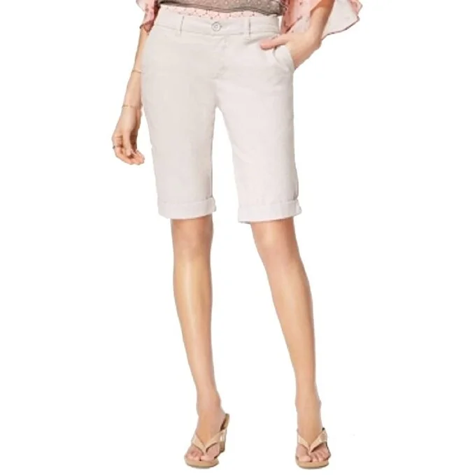 Style & Co Women's Cuffed Bermuda Shorts Beige Size 14"